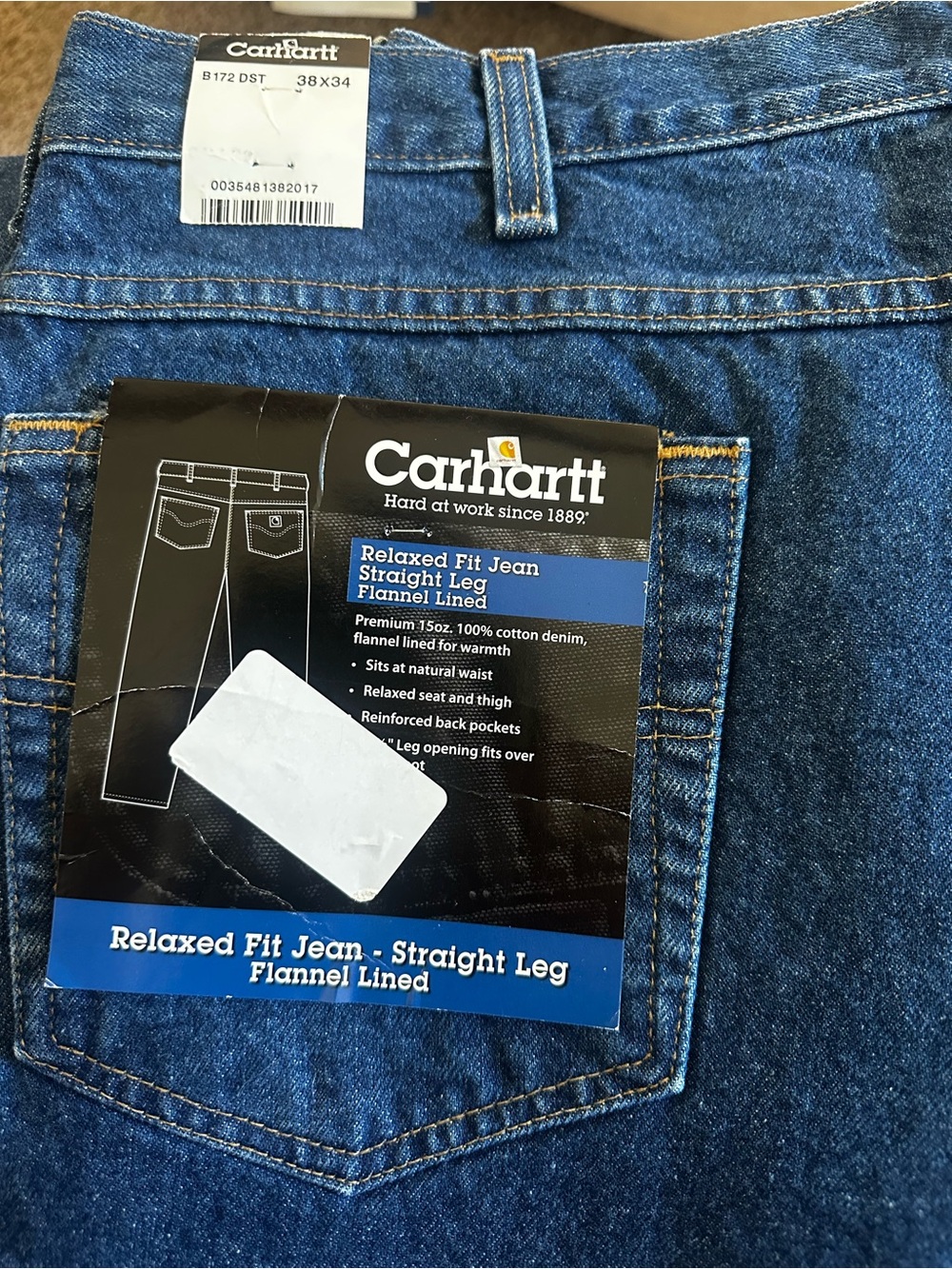 Carhartt Men's Relaxed Straight Leg Jeans - Dark Blue Denim